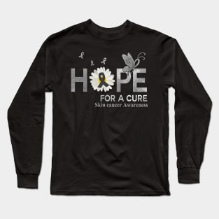 Hope For A Cure Butterfly Flower Skin cancer Long Sleeve T-Shirt